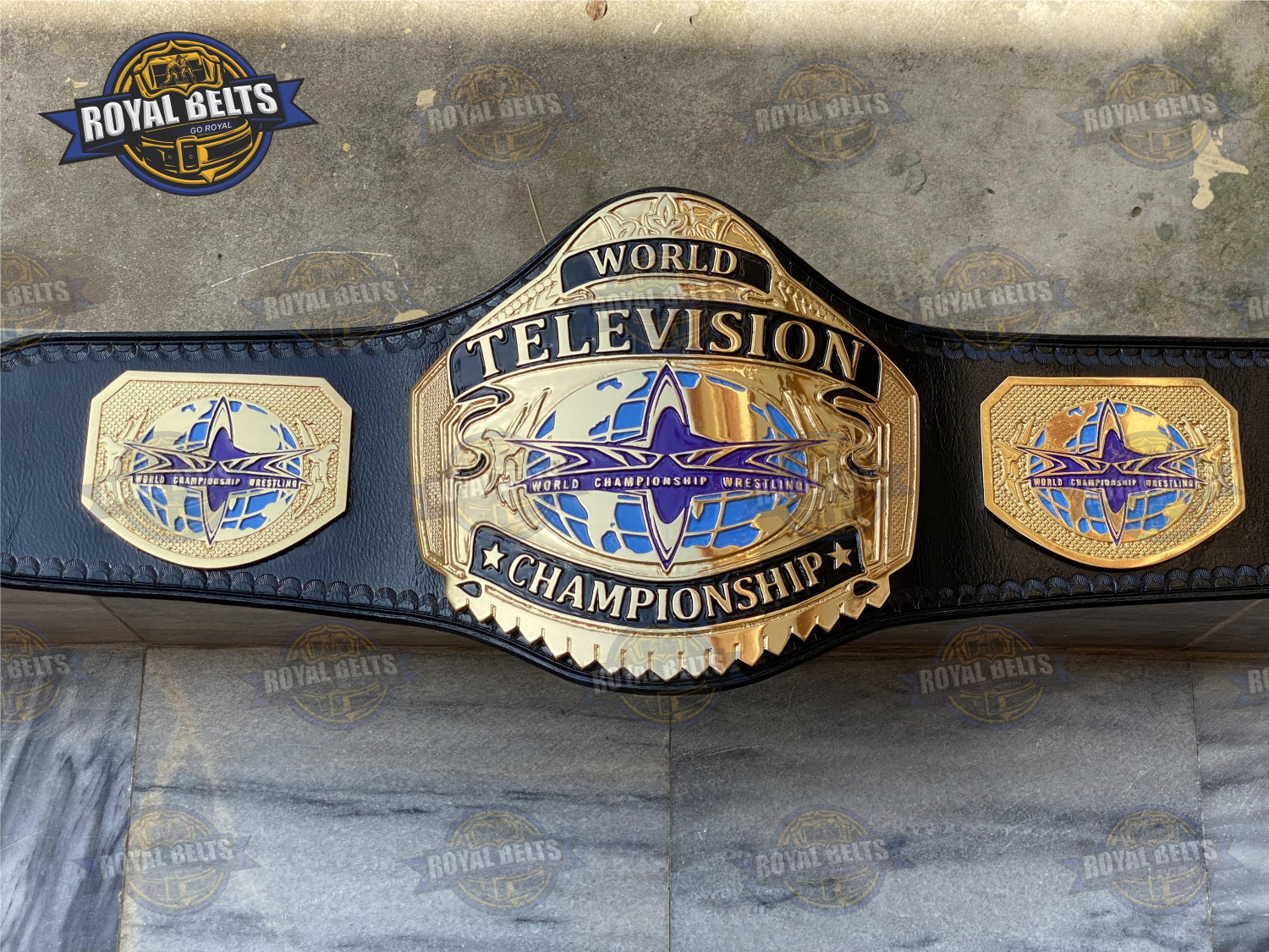 WCW Unused JMAR 1999 Title Belt Zinc Plated - Royal Belts