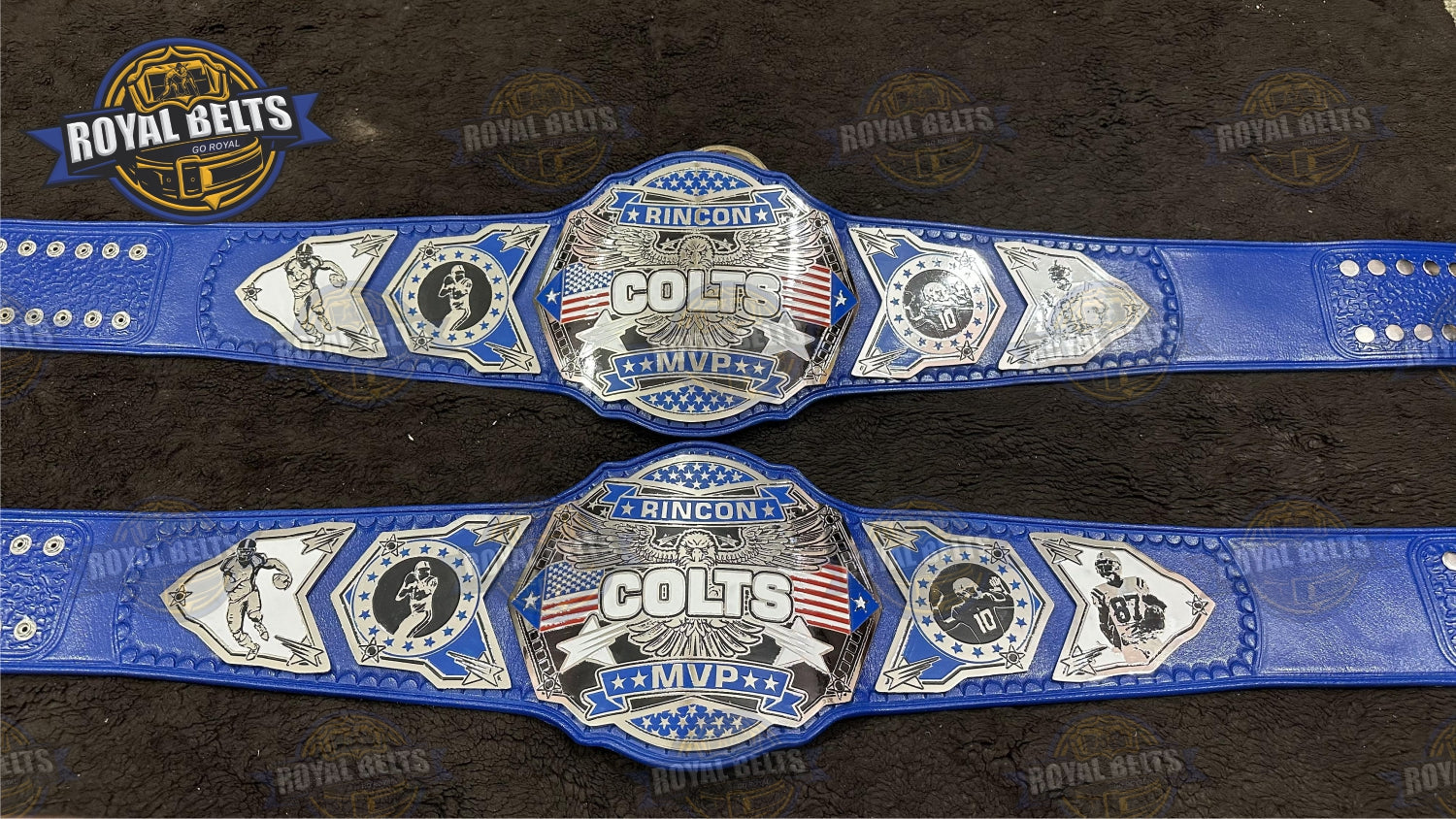 Rincon Colts MVP Heavyweight Wrestling Championship Title Belt Brass Plated - Royal Belts