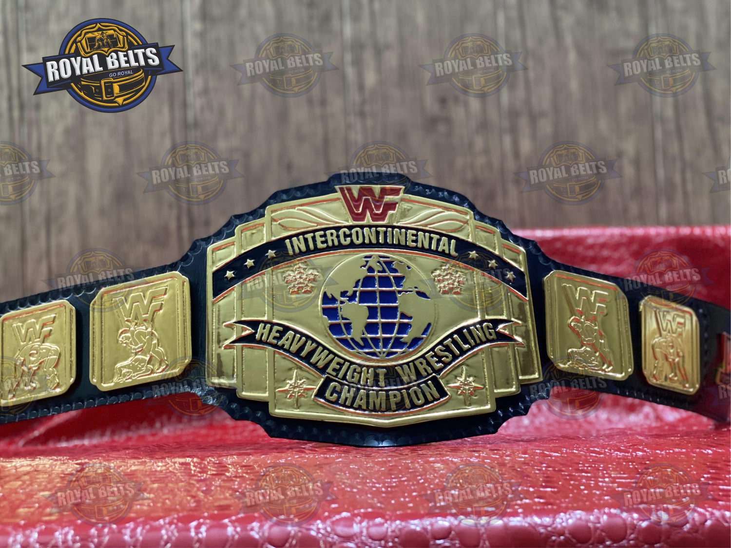 WWF Intercontinental Red Logo Championship Title Bet Zinc Plated - Royal Belts