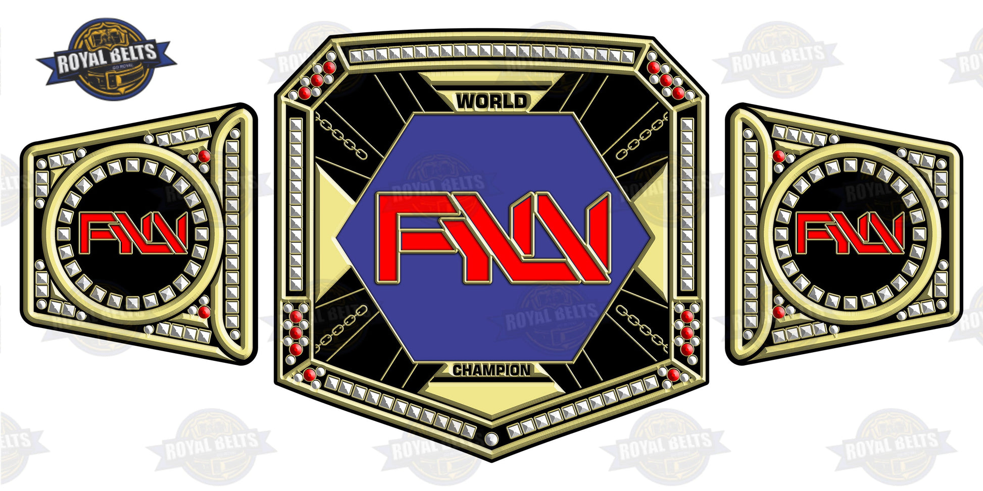 Custom Design Championship Belt with deep etched center plate