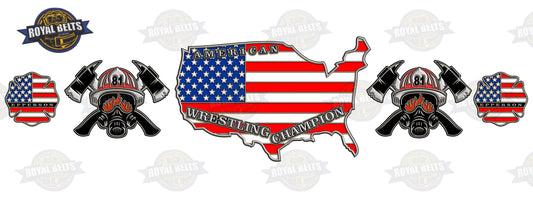 Custom USA Design Championship Title Belt with custom side plates