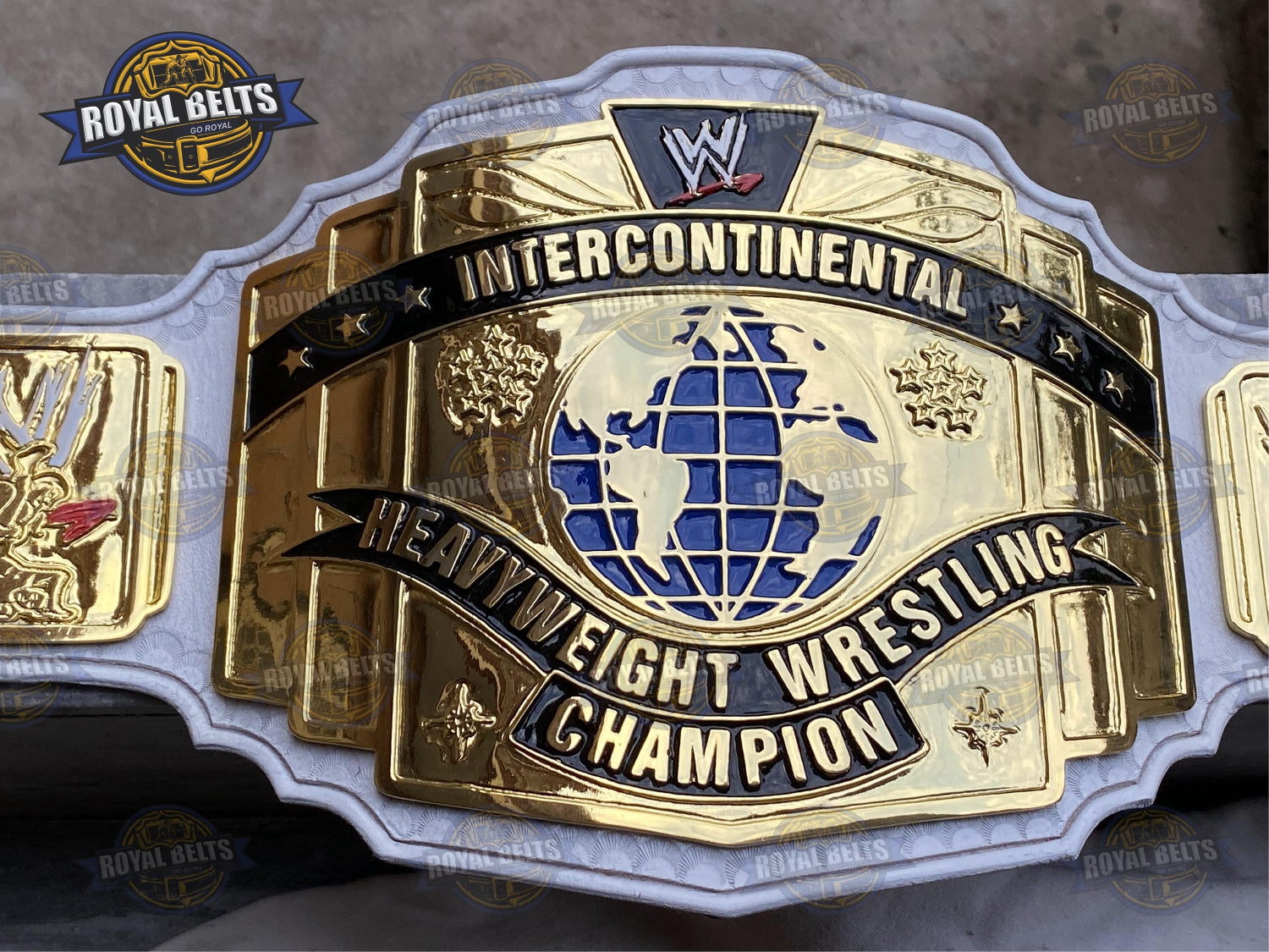 WWE IC Scratch Logo Championship Title Belt Zinc Plated - Royal Belts