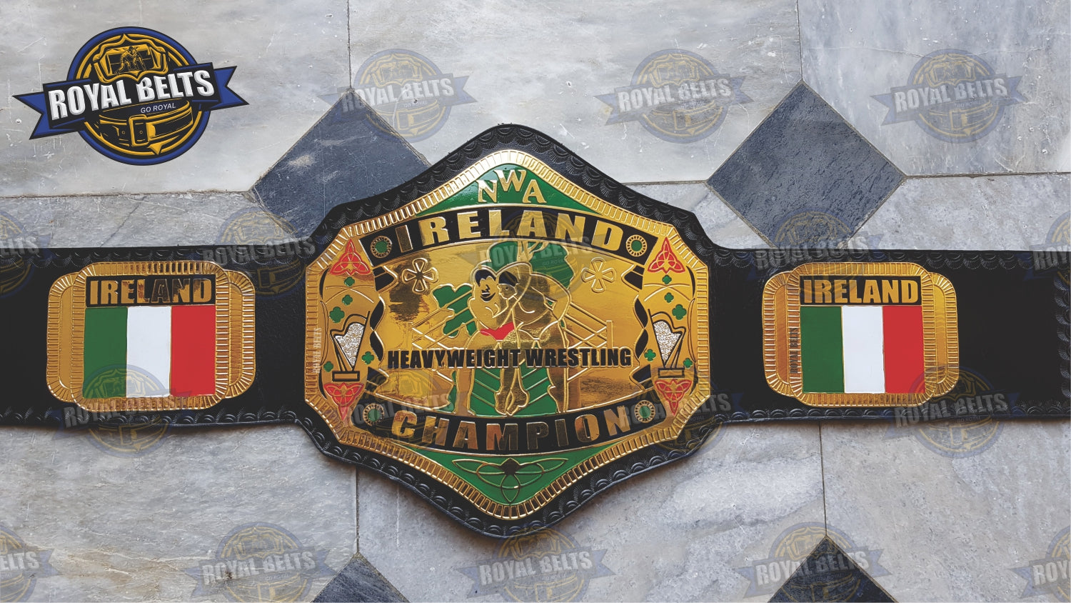 NWA Ireland Wrestling Championship Title Belt Brass Plated - Royal Belts