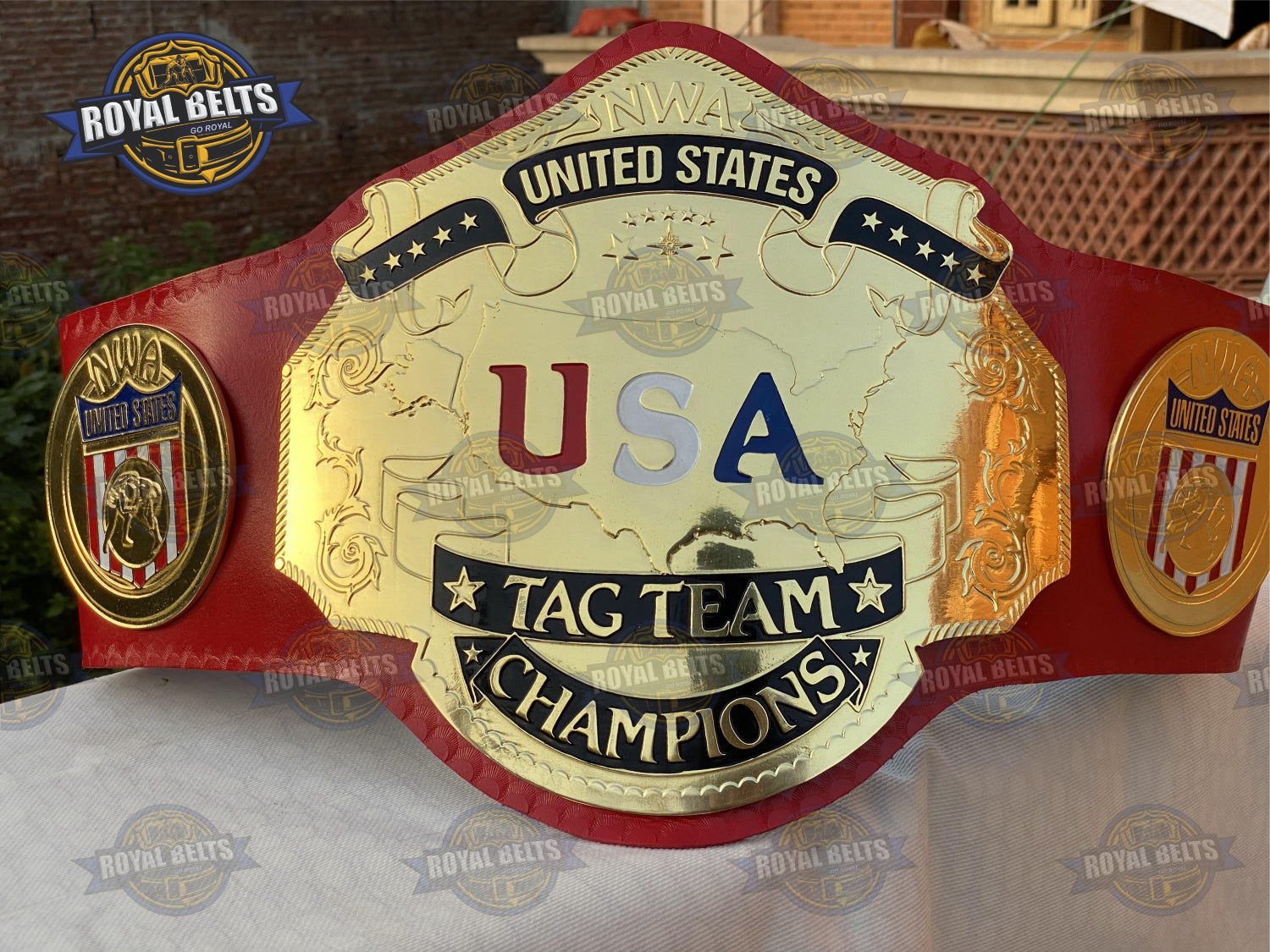 NWA USA Tag Team Wrestling Chmapionship Title Belt Brass Plated - Royal Belts