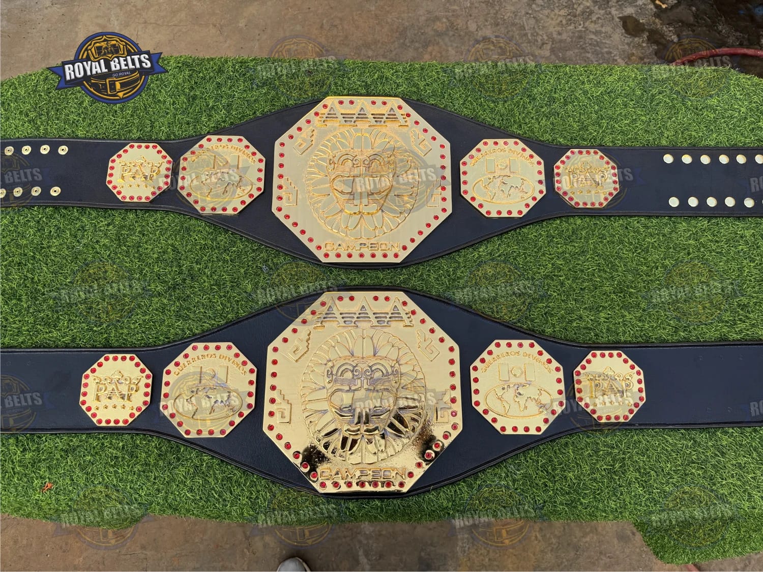 AAA Mexico World Heavyweight wrestling belt dye cast metal plates Made by Royal Belts