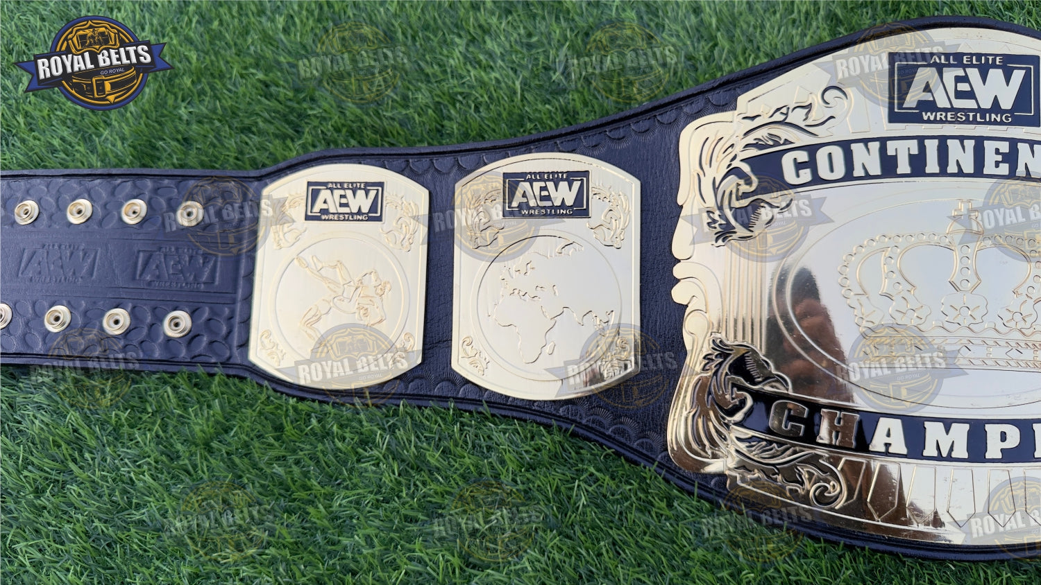 AEW Continental Wrestling Championship Belt layered 3D plates, embossed lettering, smooth metal edges