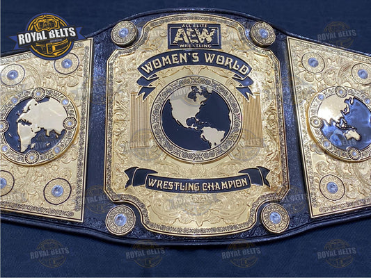AEW Women's CNC World V3 Title Belt Hand Engraved Plates replica with premium leather strap Made by Royal Belts