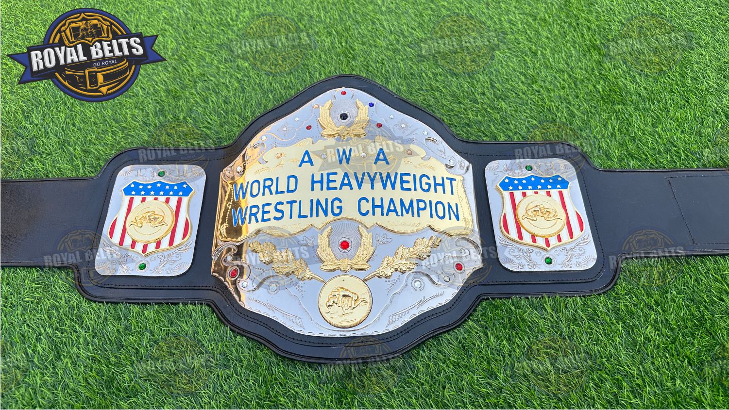 AWA Inmate Title Belt Stacked Plated heavyweight wrestling replica adult size Made by Royal Belts