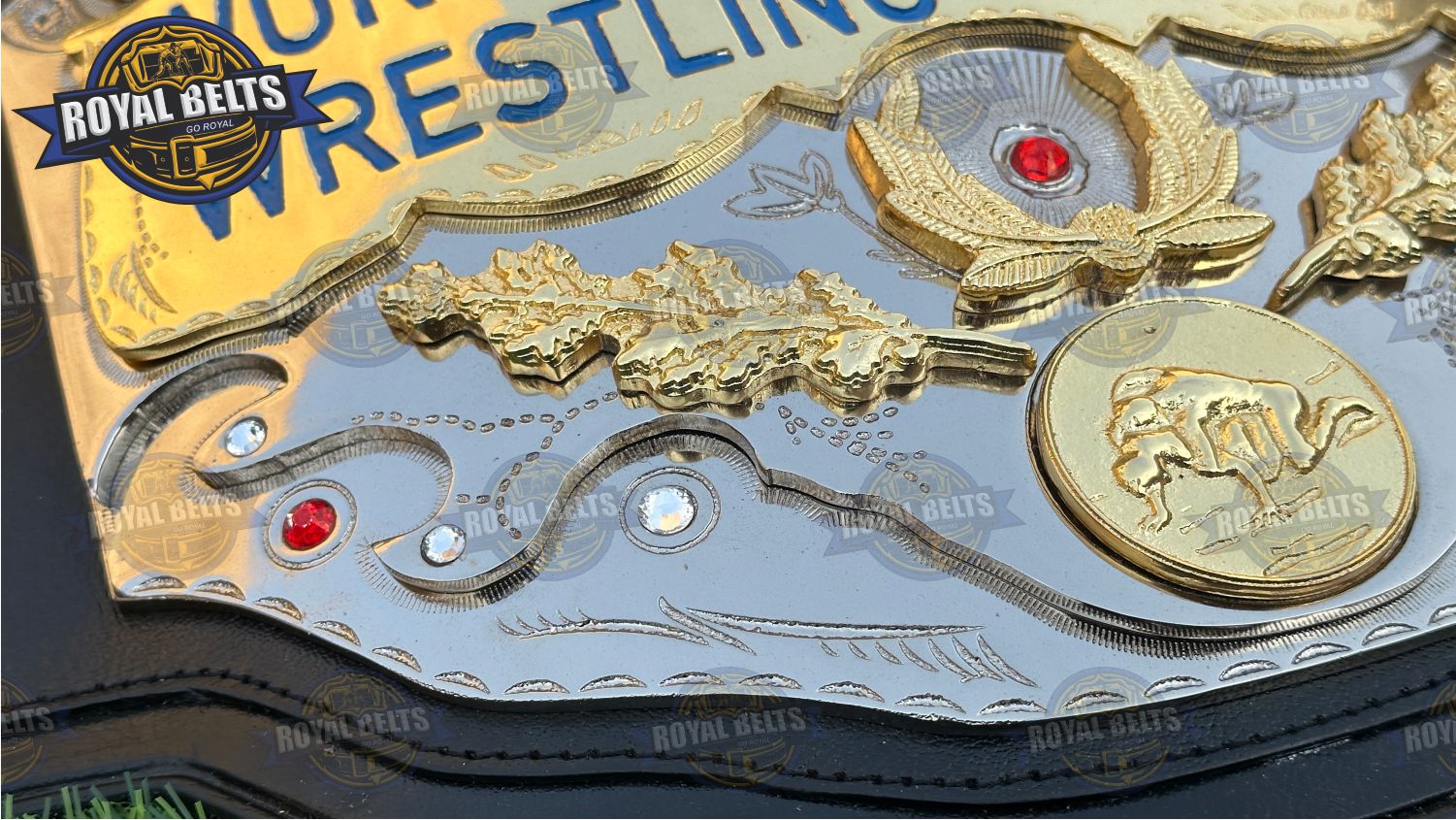 AWA Inmate Title Belt Stacked Plated wrestling belt with metal plates