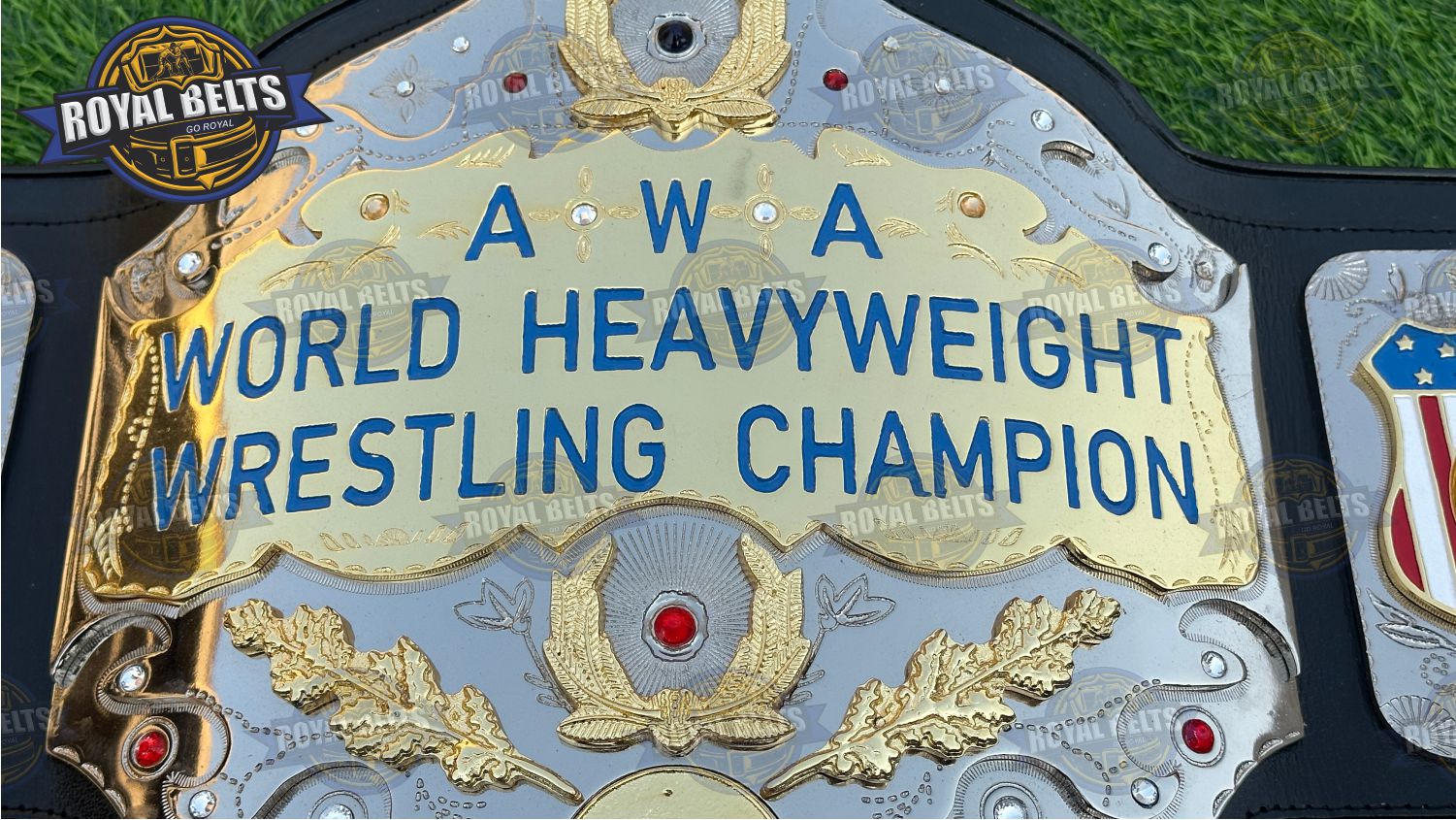 AWA Inmate Title Belt Stacked Plated classic AWA heavyweight belt design Crafted by Royal Belts