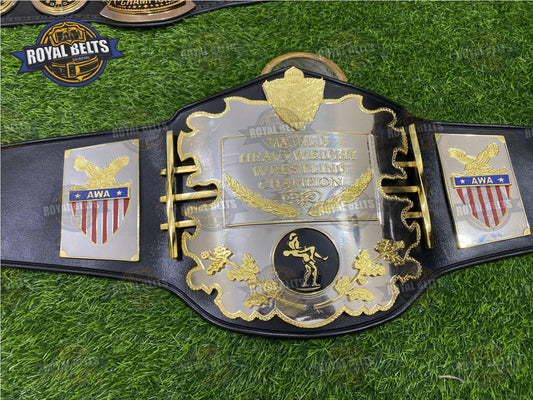 AWA World Title Belt Zinc Plated heavyweight wrestling replica adult size Handmade by Royal Belts