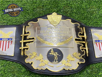 AWA World Title Belt Zinc Plated classic AWA world heavyweight championship design Made by Royal Belts