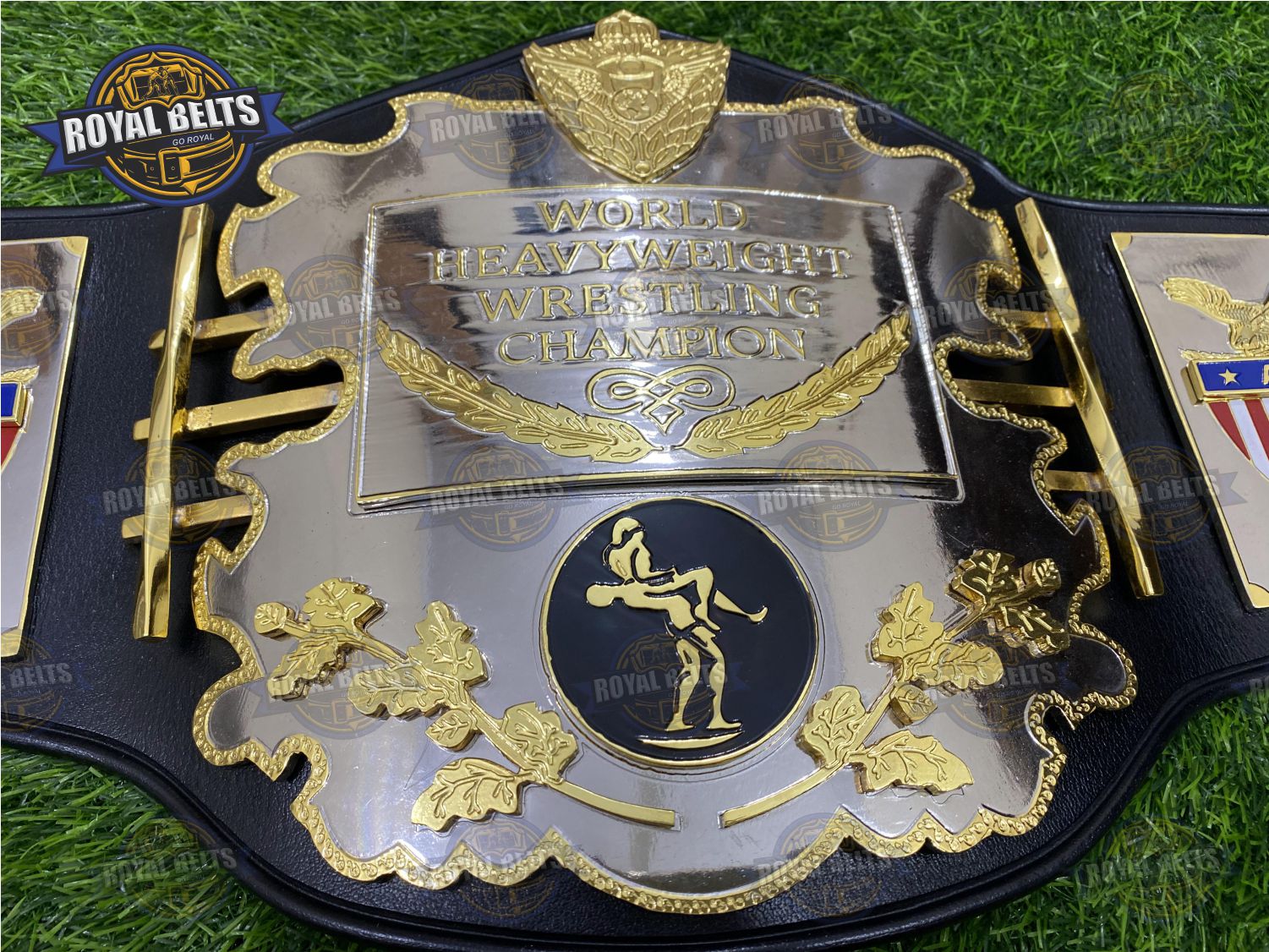 AWA World Title Belt Zinc Plated wrestling championship belt with detailed metal plates Crafted by Royal Belts