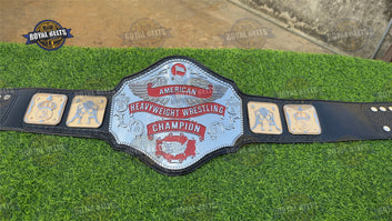 American Heavyweight Championship Belt raised 3D logo, beveled edges, stitched premium leather strap Made by Royal Belts