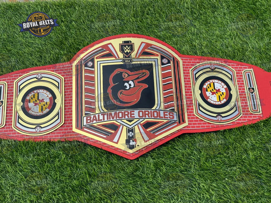 Baltimore Orioles MLB championship title belt with team logo Manufacture by Royal Belts 