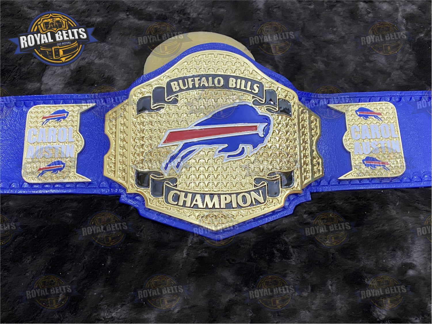 Bufallo Bills Custom Football Title Belt Zinc Plated Original Leather