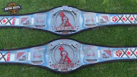 CM Punk Spinner Wrestling Championship Title Belt with rotating chrome center plate and black leather strap Manufacture by Royal Belts