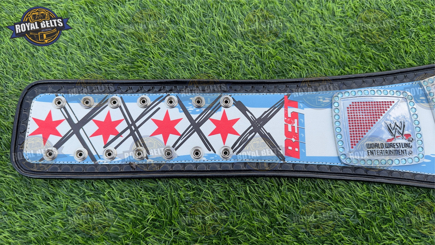 Punk Spinner Championship Belt with thick metal plates , beveled edges