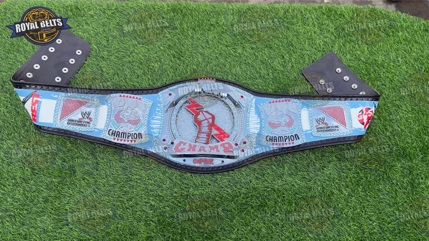 CM Punk Spinner Wrestling Title Belt with beveled chrome edges and smooth spinning centerpiece