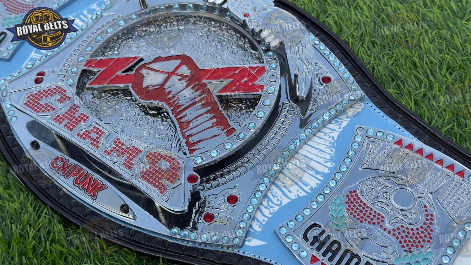 CM Punk Spinner Wrestling Title Belt featuring high detail chrome plates , stitched leather strap