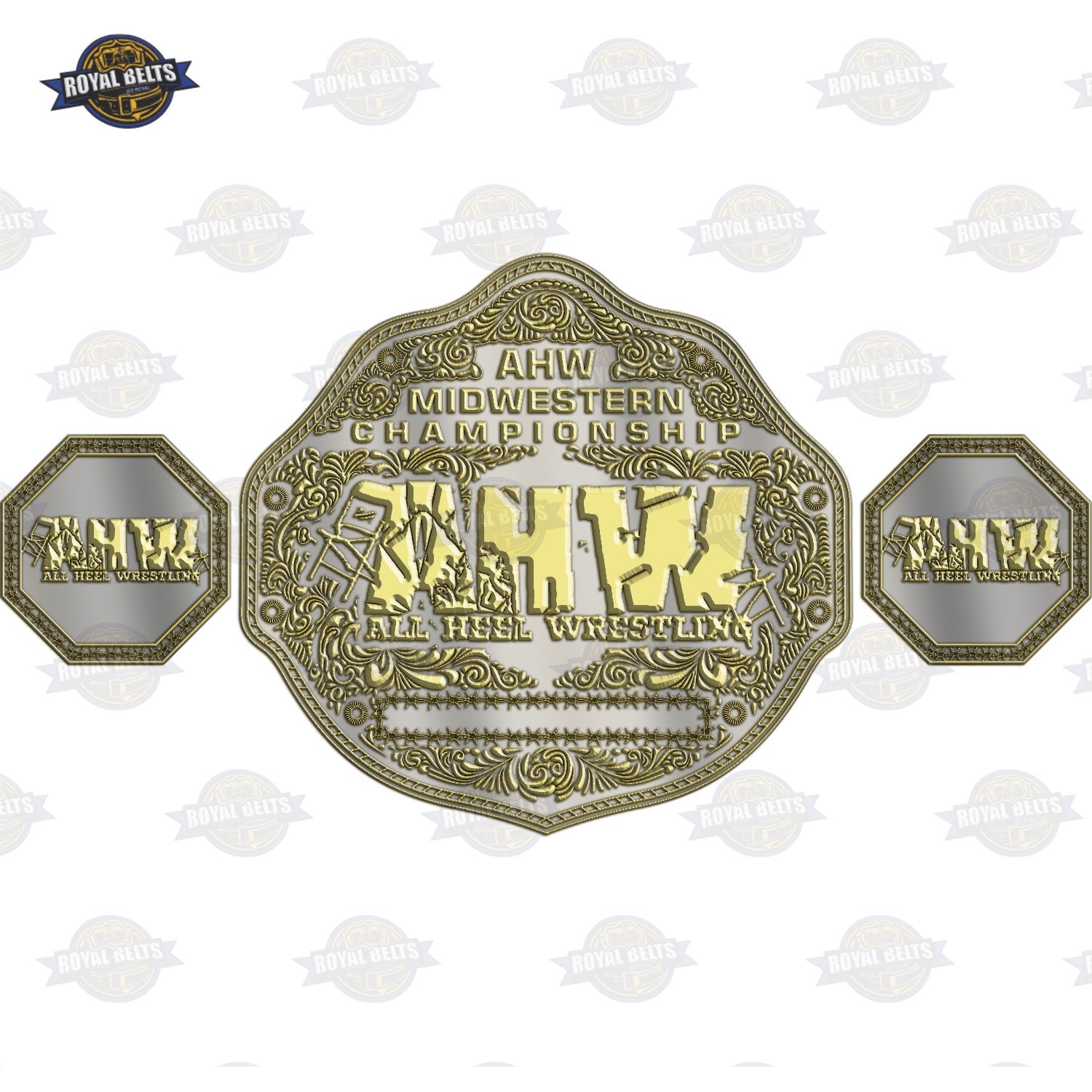 Custom championship title belt design with engraved plates by Royal Belts
