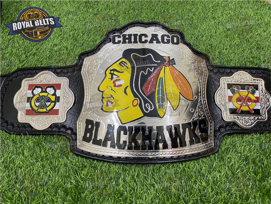 Chicago Black Hawks NHL Ice Hockey Title Belt replica for hockey fans Made by Royal Belts