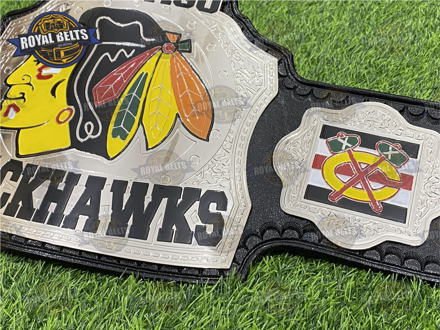 Chicago Black Hawks NHL Ice Hockey Title Belt premium NHL fan collectible Designed by Royal Belts