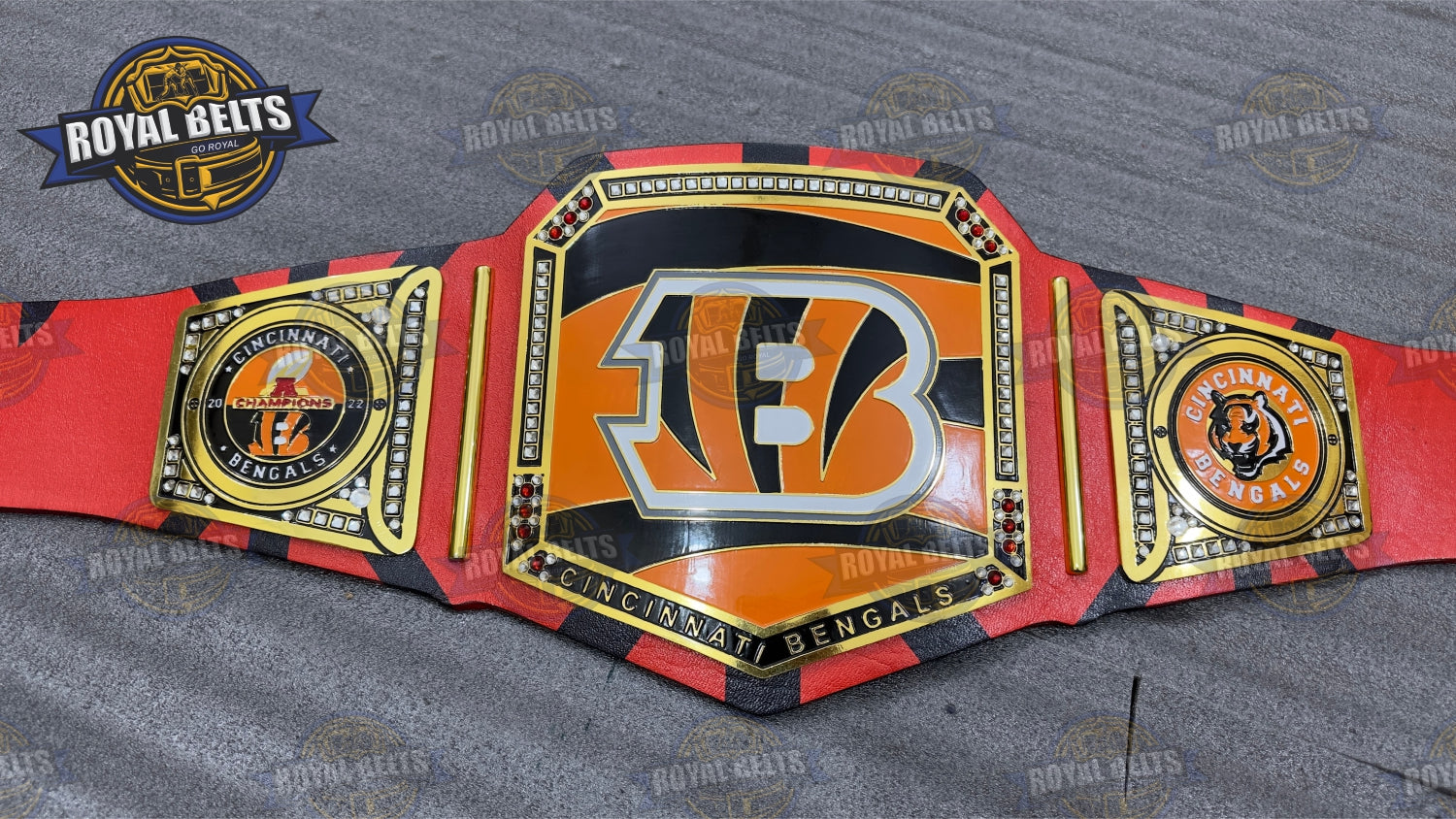 Cincinnati Bengals Title Belt custom football championship belt adult size Crafted by Royal Belts
