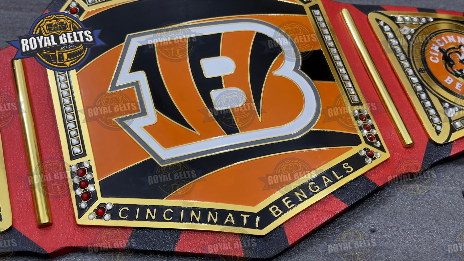 Cincinnati Bengals Title Belt premium NFL fan collectible display piece Made by Royal Belts