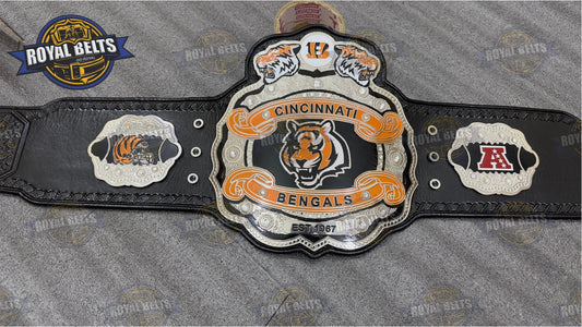 Cincinnati Bengals WWE Legacy Title Belt custom brass plated championship replica for NFL fans Designed by Royal Belts