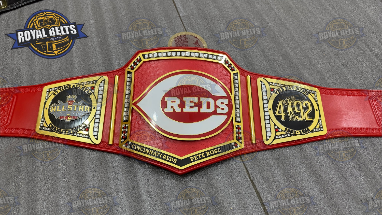 Cincinnati Reds Custom Football Title Belt polished brass plated finish