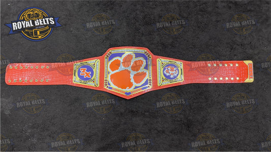 Clemson Tiger Brass Plated Title Belt national championship style replica Handmade by Royal Belts