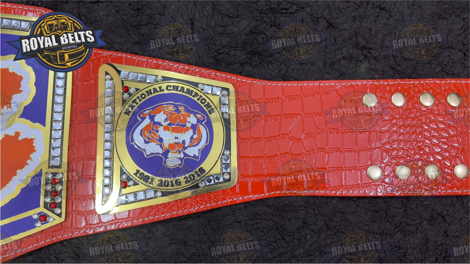 Clemson engraved plate replica belt