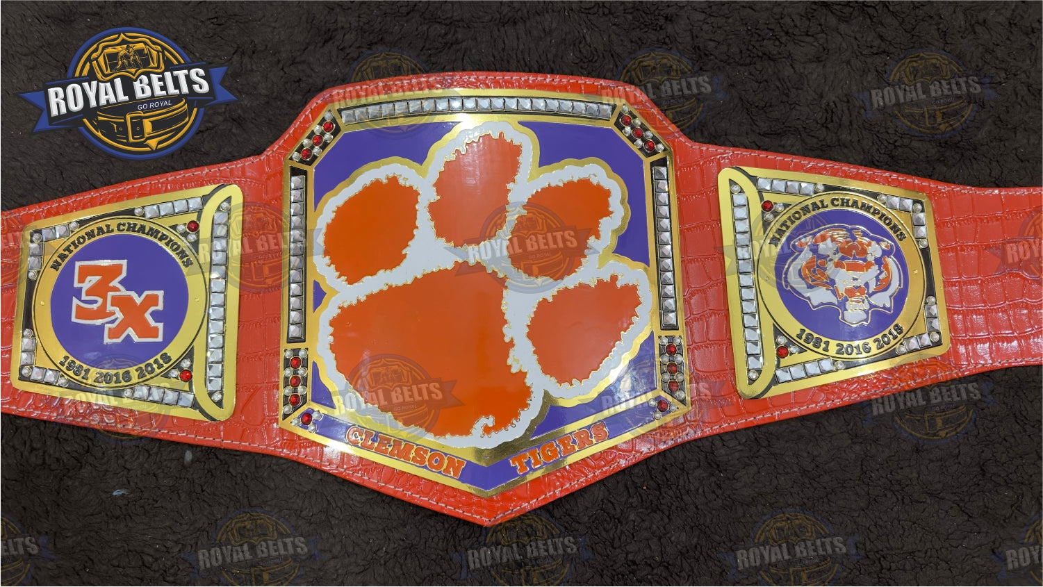 Clemson Tiger Title Belt custom college football championship belt Crafted by Royal Belts