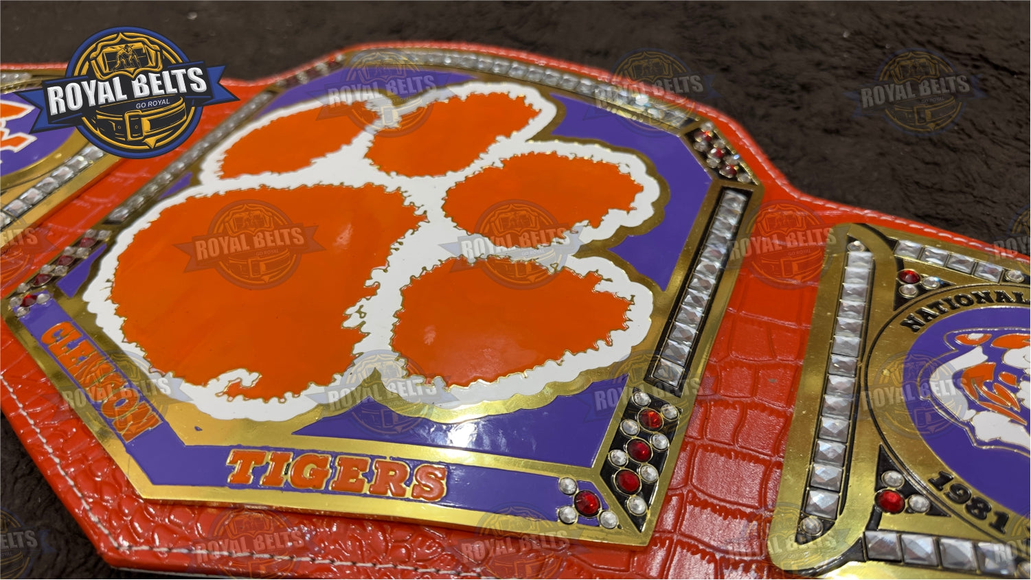 Clemson Tiger Title Belt heavyweight brass plated design