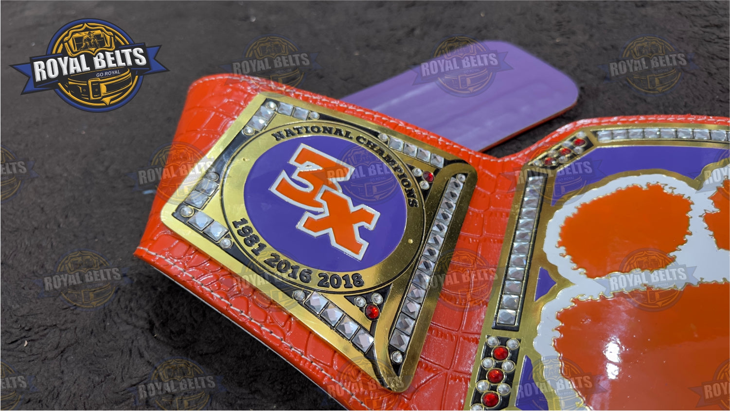 Clemson Tiger Crocodile Strap Title Belt custom NCAA championship belt