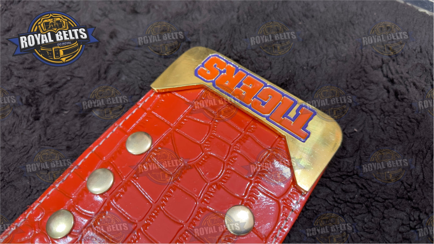 Clemson Tiger Brass Plated Title Belt detailed metal plates replica