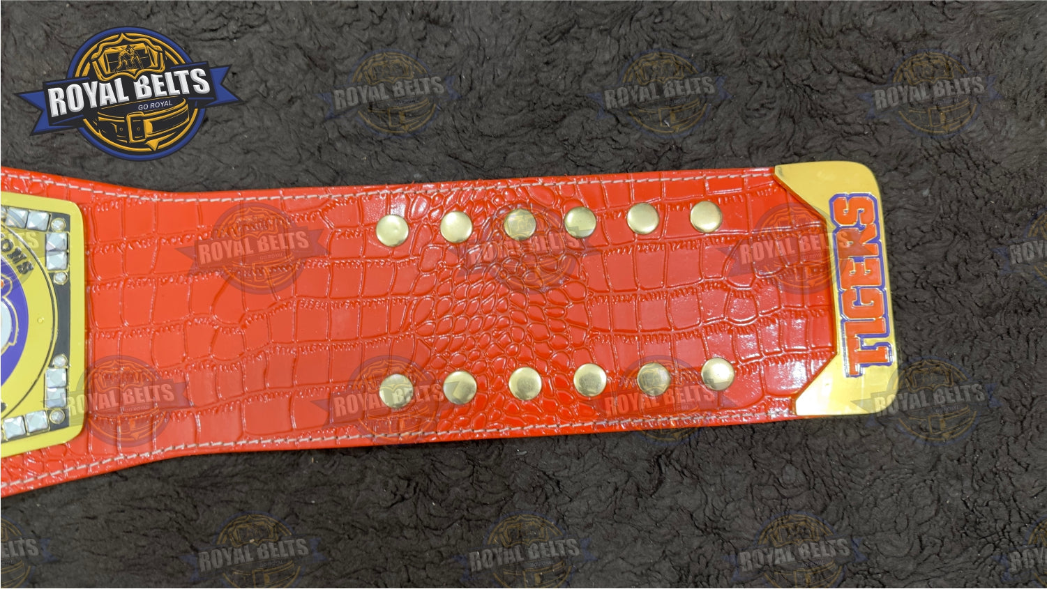 Clemson Tiger Brass Plated Belt premium crocodile strap finish