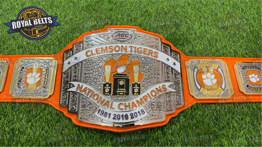 Clemson Tiger University Title Belt national championship replica for college football fans Designed by Royal Belts