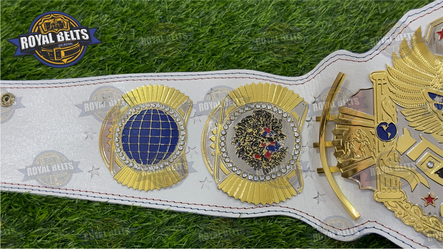 American Nightmare Cody Rhodes belt replica featuring stacked plates and leather strap Made by Royal Belts