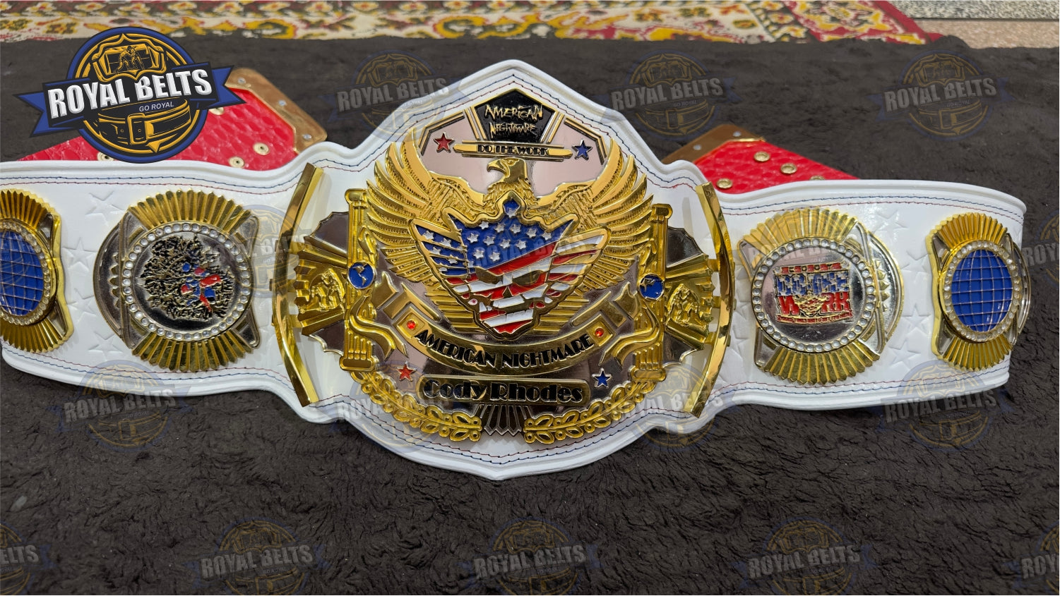 Cody Rhodes CNC Title Belt replica with stacked plated metal plates and premium design Handmade by Royal Belts