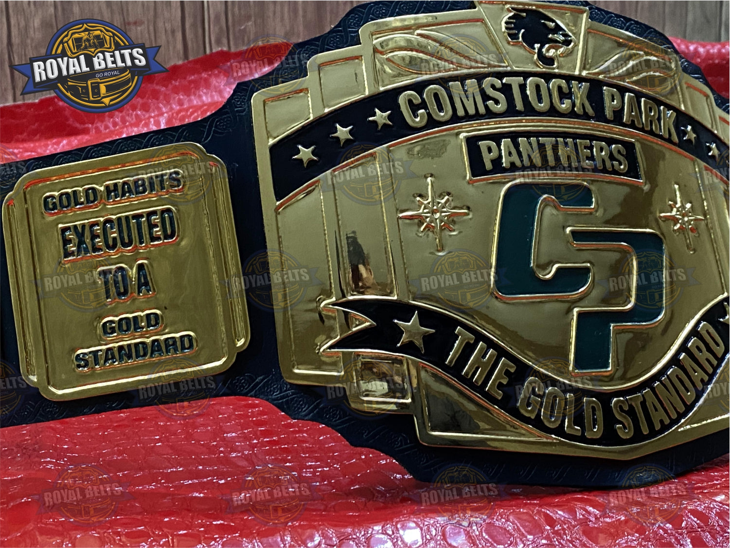Comstock Park Panthers Title Belt sports award belt zinc plated metal