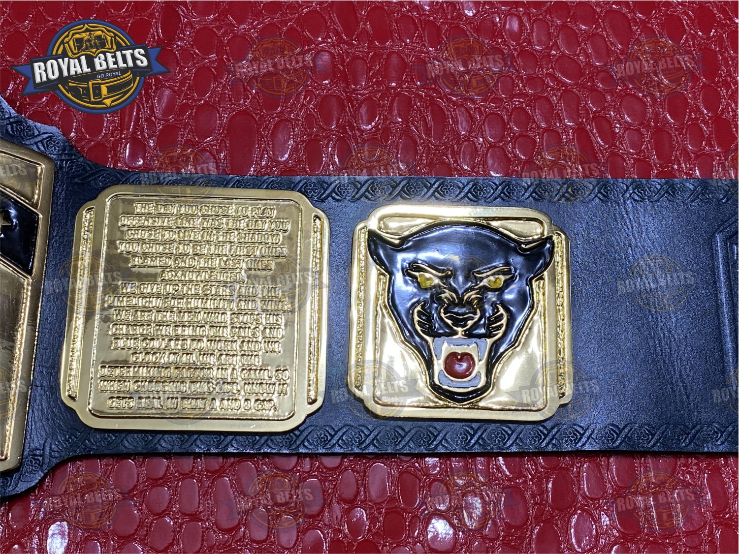 Comstock Park Panthers Title Belt stacked plate zinc plated belt design