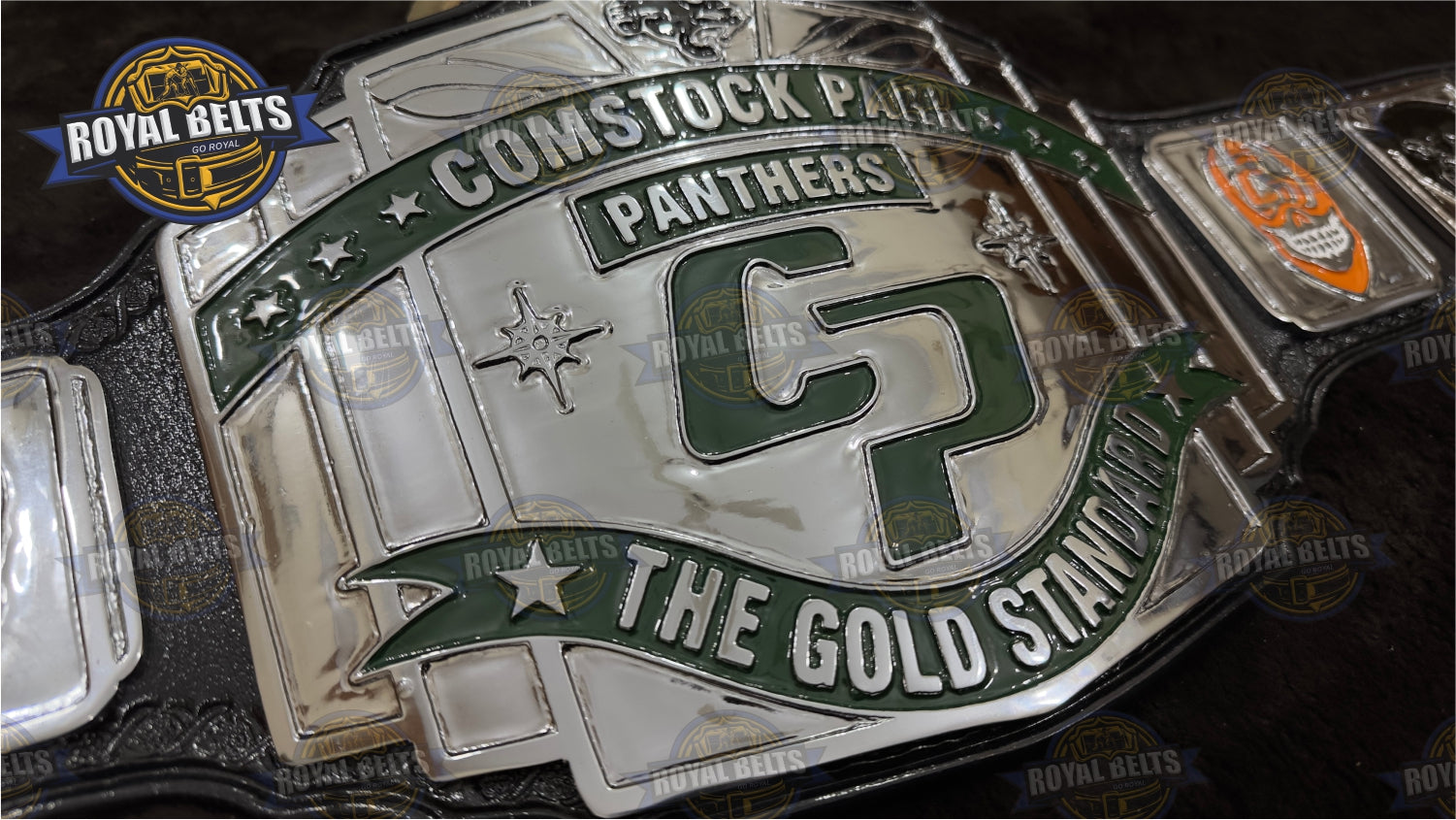 Comstock Park Panthers belt replica zinc plated sports title belt adult size Crafted by Royal Belts