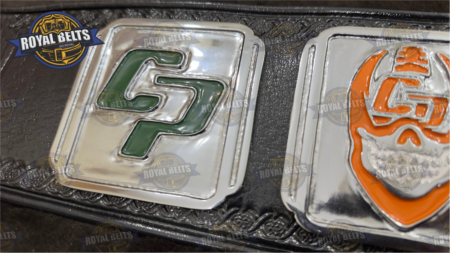 Comstock Park Panthers title belt zinc plated metal plates replica Designed by Royal Belts