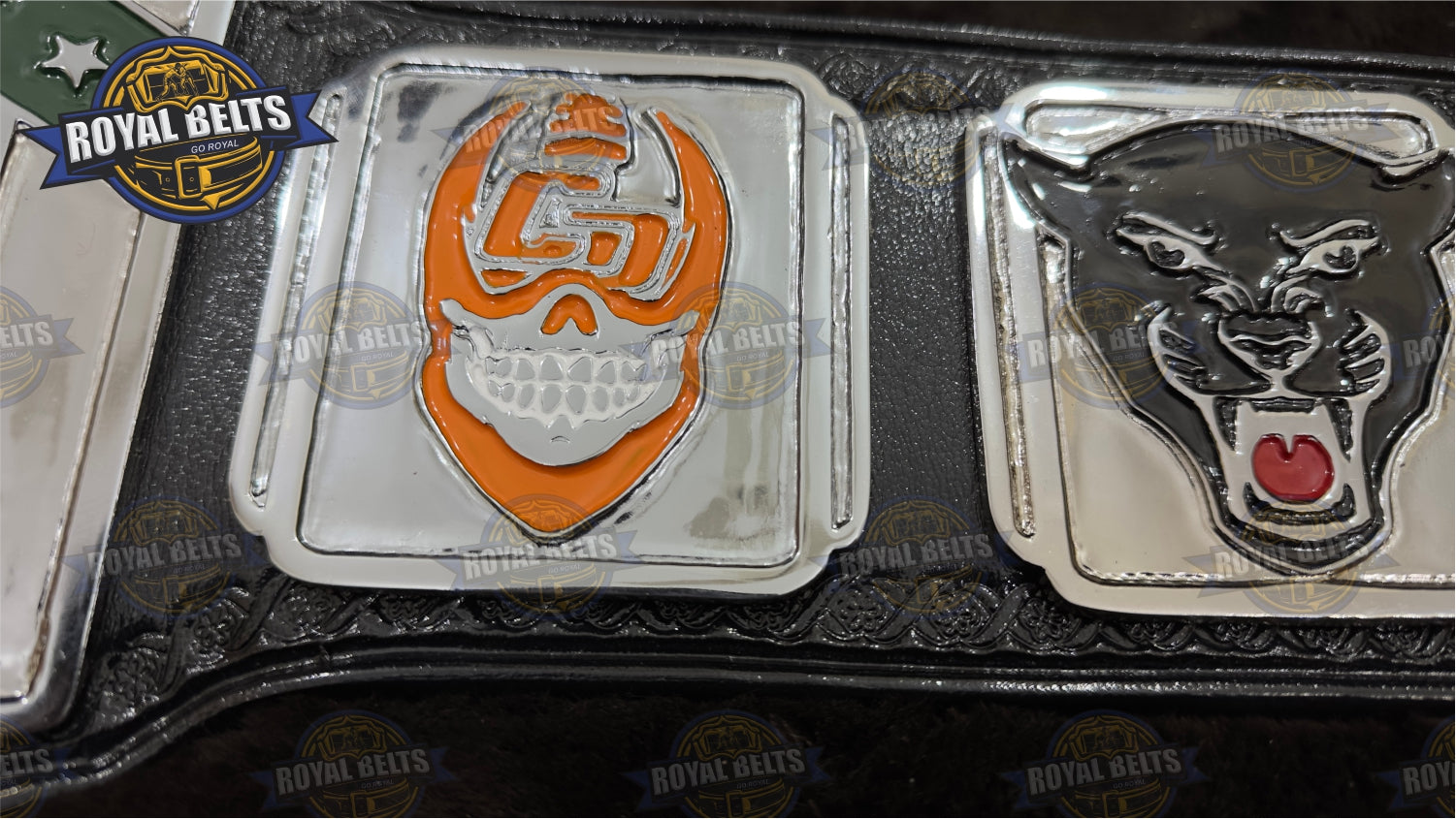 Comstock Park Panthers Belt sports belt zinc plated stacked design 