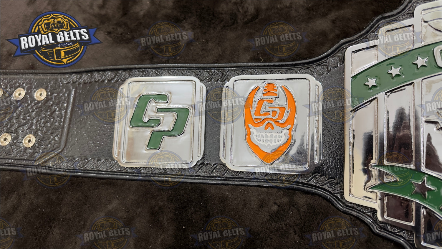 Comstock Park Panthers belt custom team title belt zinc plated finish