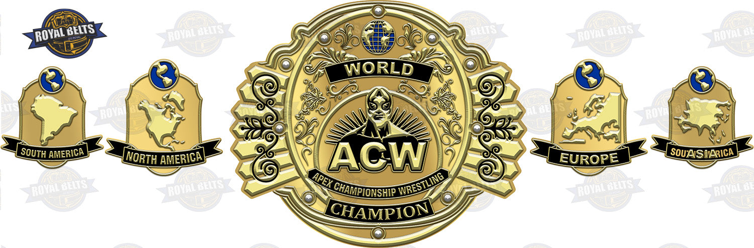 Professional custom championship title belt with engraved plates and leather strap