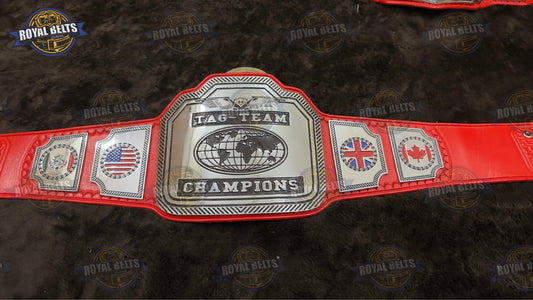 Custom Dangerous Womens belt with gold plated center plate, engraved “Dangerous” logo, premium red leather strap Crafted by Royal Belts