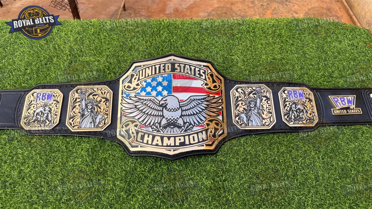 United States Wrestling Championship Title Belt professional quality with mirror polished gold plates